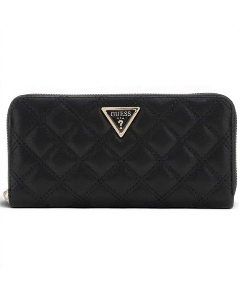 GUESS Guess Portafoglio Giully II SLG Large Zip Around Donna Nero Trapuntato con Cerniera - 7