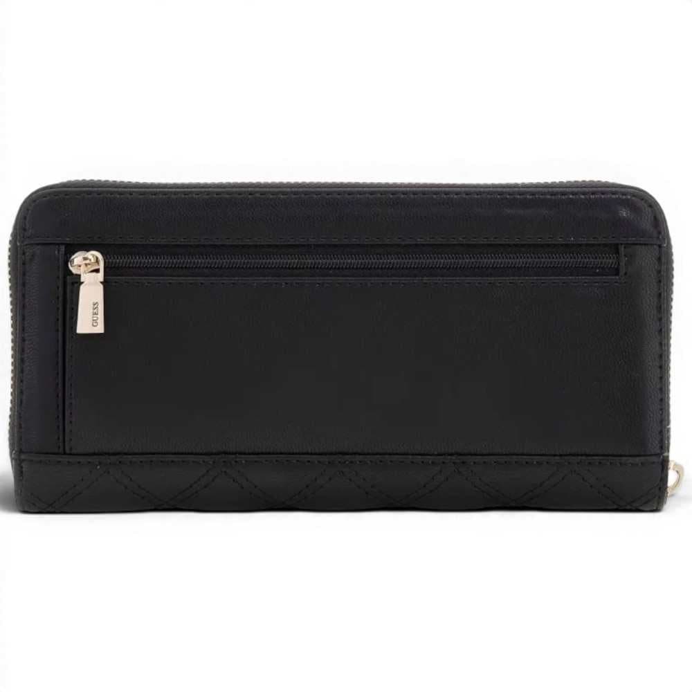 GUESS Guess Portafoglio Giully II SLG Large Zip Around Donna Nero Trapuntato con Cerniera - 4