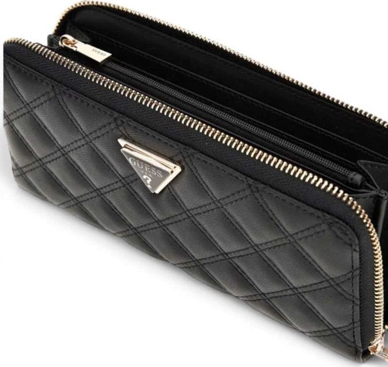 GUESS Guess Portafoglio Giully II SLG Large Zip Around Donna Nero Trapuntato con Cerniera - 5