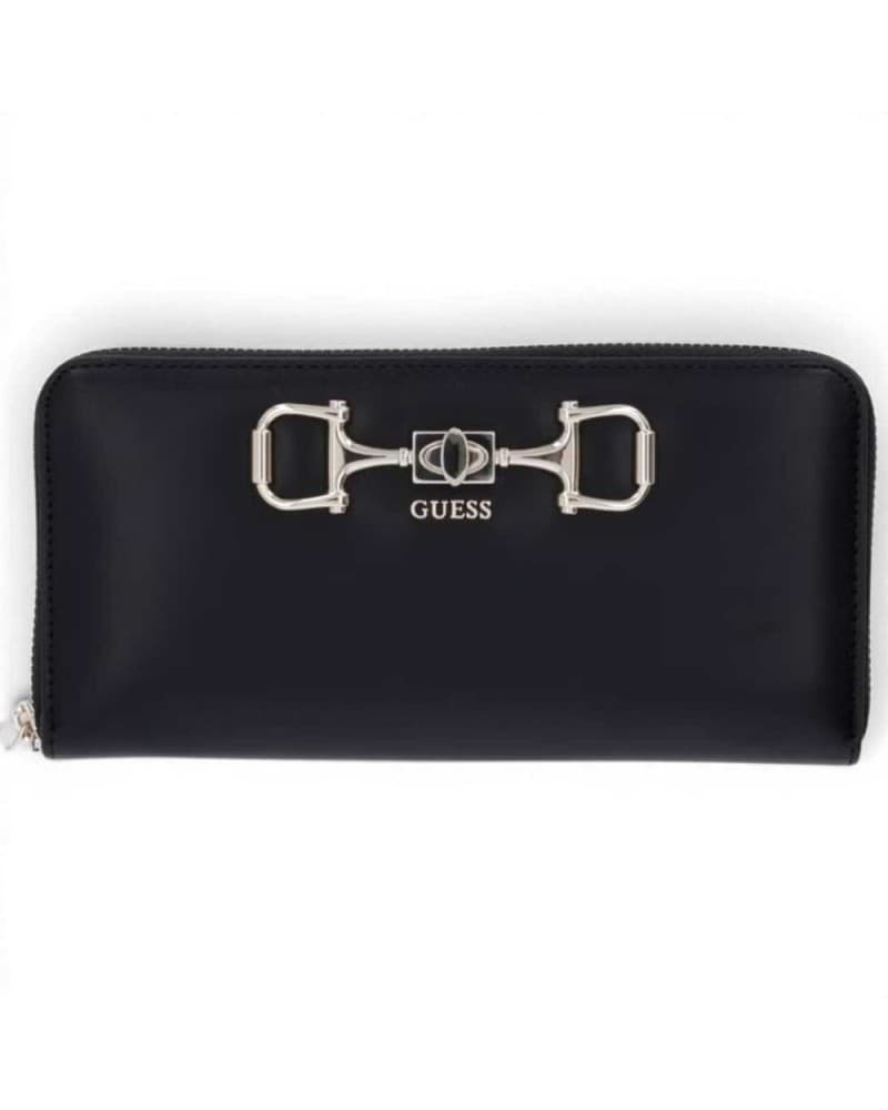 GUESS Guess Portafoglio Janie SLG Large Zip Around Donna Nero in Materiale Sintetico con Cerniera - 9