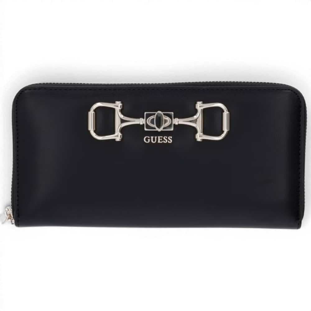 GUESS Guess Portafoglio Janie SLG Large Zip Around Donna Nero in Materiale Sintetico con Cerniera - 2