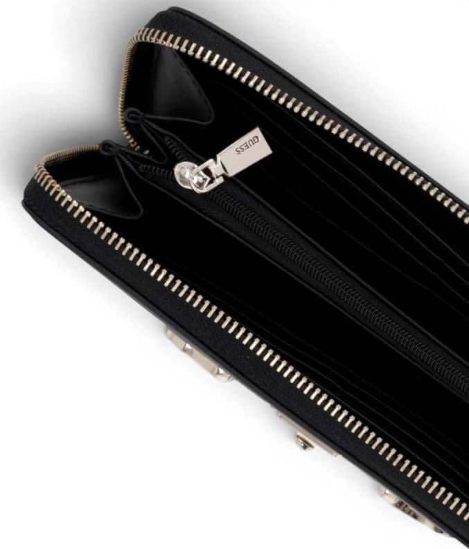 GUESS Guess Portafoglio Janie SLG Large Zip Around Donna Nero in Materiale Sintetico con Cerniera - 5