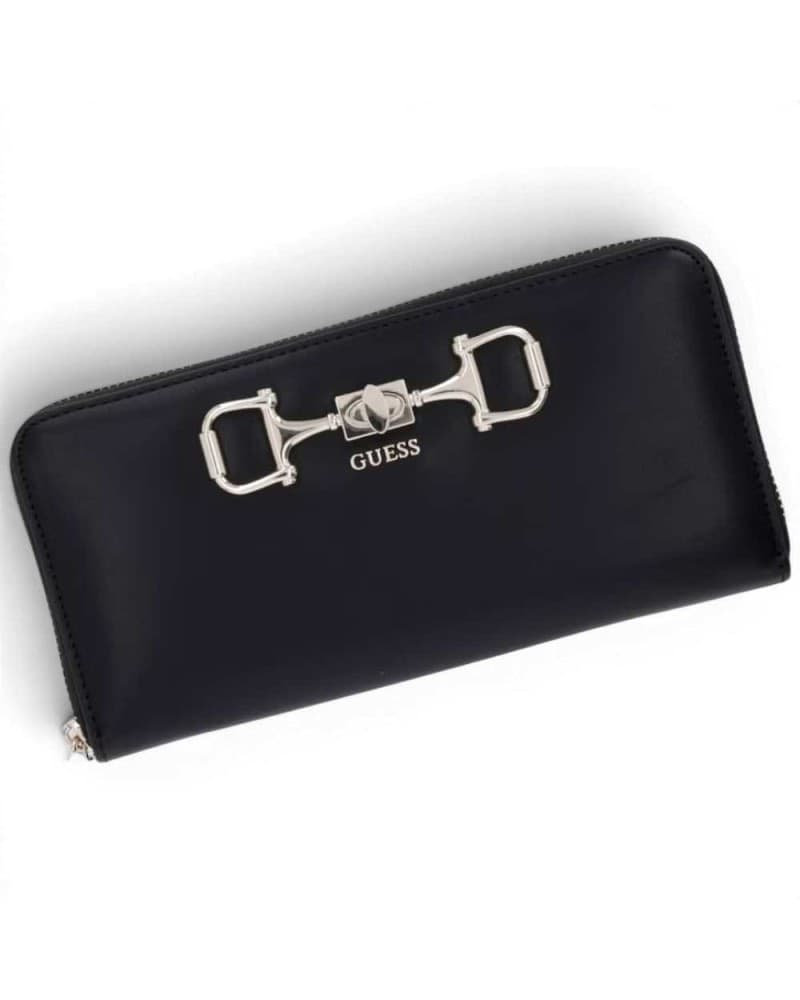 GUESS Guess Portafoglio Janie SLG Large Zip Around Donna Nero in Materiale Sintetico con Cerniera - 7