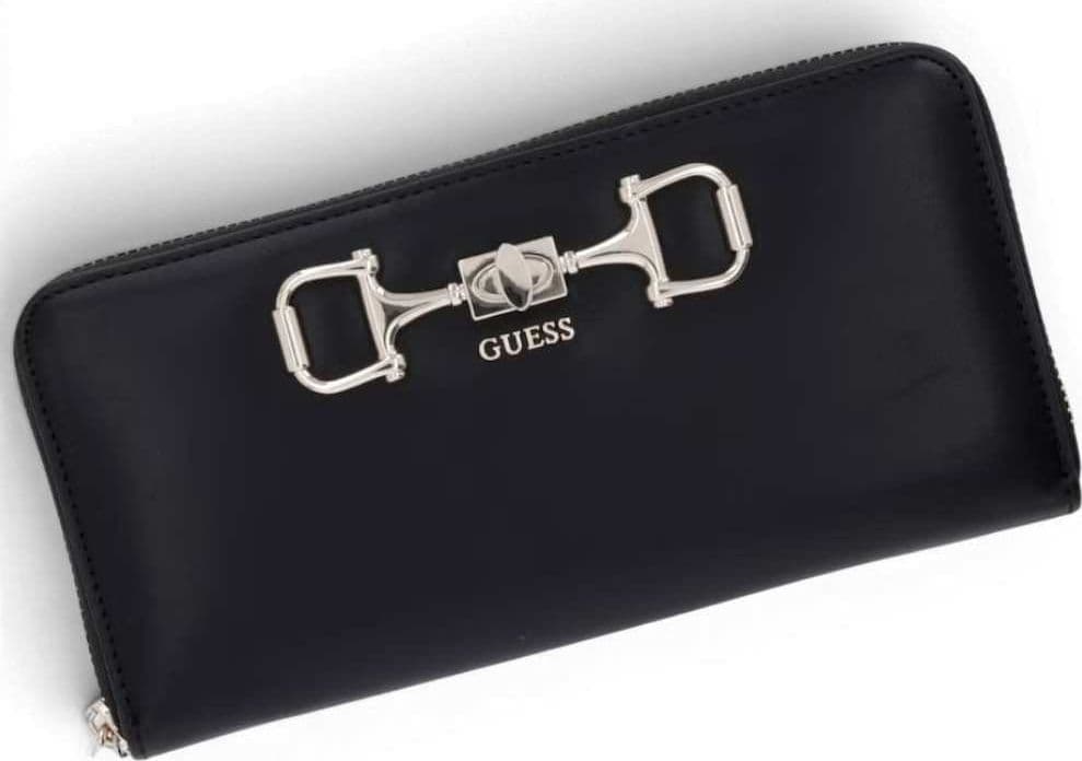 GUESS Guess Portafoglio Janie SLG Large Zip Around Donna Nero in Materiale Sintetico con Cerniera - 8