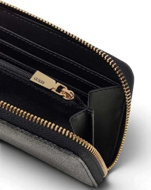 GUESS Guess Portafoglio Laurel II SLG Medium Zip Around Donna Coal Logo in Materiale Sintetico con Cerniera - 7