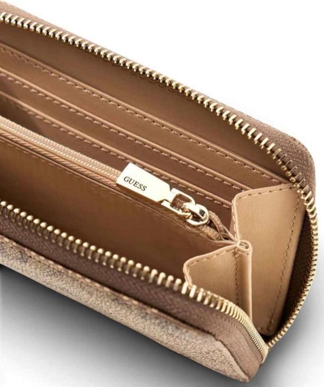 GUESS Guess Portafoglio Laurel II SLG Medium Zip Around Donna Latte Logo Brown con Cerniera - 7