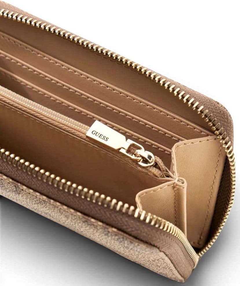 GUESS Guess Portafoglio Laurel II SLG Medium Zip Around Donna Latte Logo Brown con Cerniera - 8