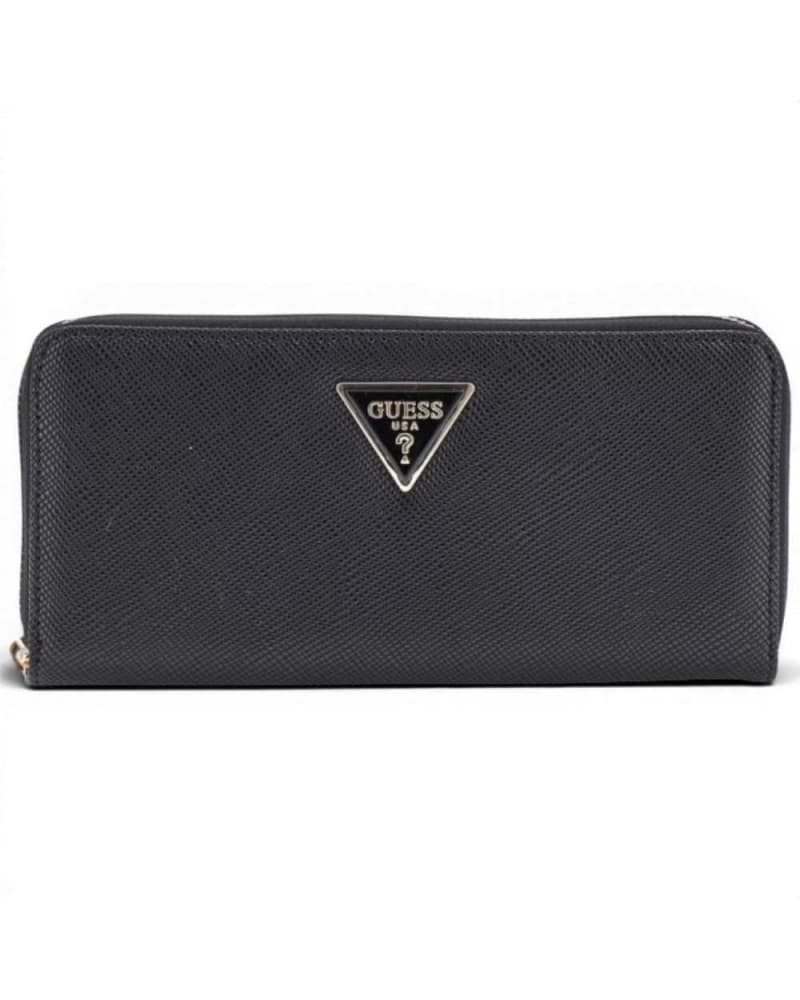 GUESS Guess Portafoglio Laurel II SLG Large Zip Around Donna Nero Effetto Saffiano con Cerniera - 9