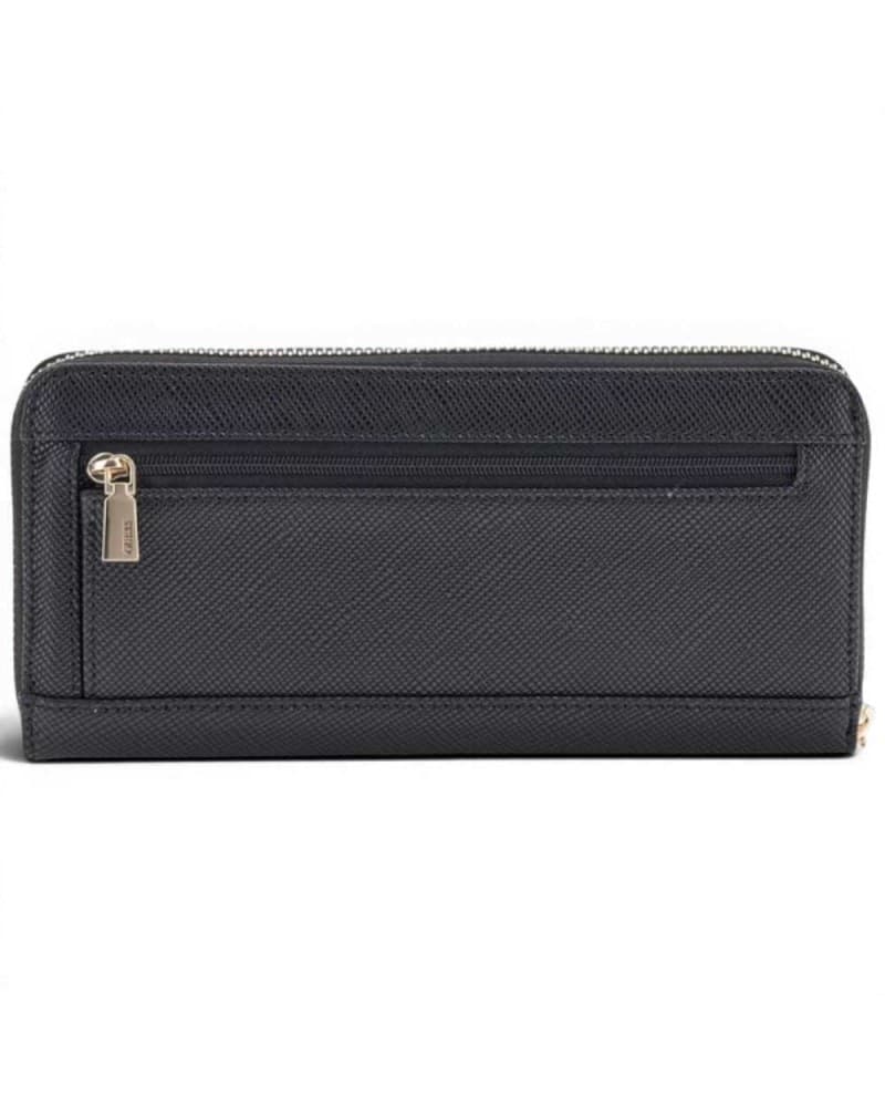 GUESS Guess Portafoglio Laurel II SLG Large Zip Around Donna Nero Effetto Saffiano con Cerniera - 3