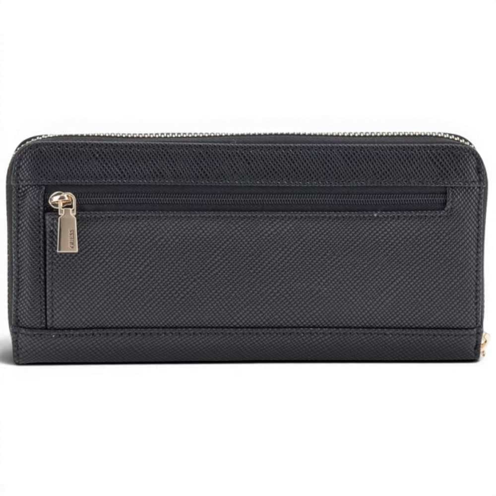 GUESS Guess Portafoglio Laurel II SLG Large Zip Around Donna Nero Effetto Saffiano con Cerniera - 4