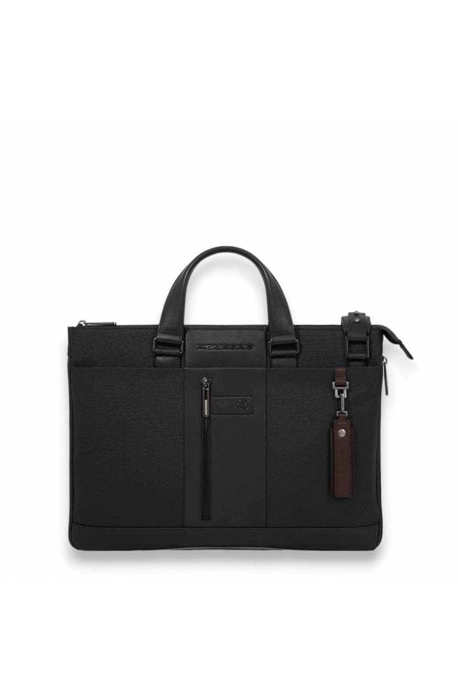 PIQUADRO Cartella due manici  Brief pelle e tessuto Nero - CA4021BR2-N - 3