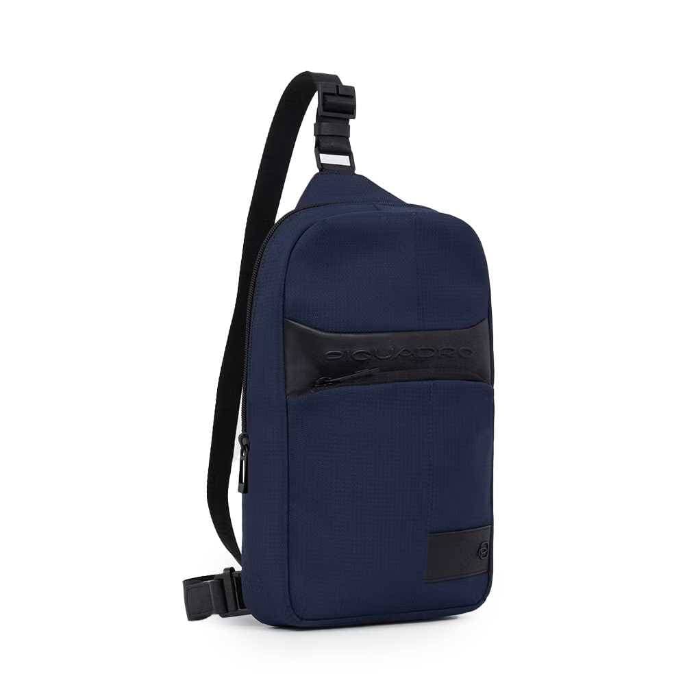PIQUADRO Monospalla  W129 pelle e tessuto Blu - CA5751W129-BLU - 4