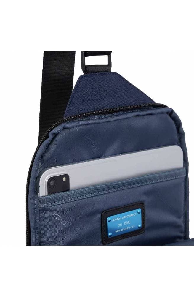 PIQUADRO Monospalla  W129 pelle e tessuto Blu - CA5751W129-BLU - 7