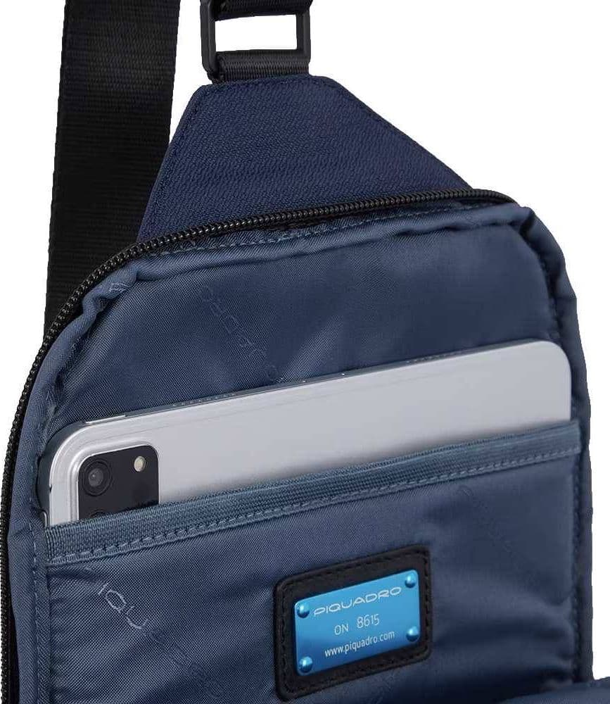 PIQUADRO Monospalla  W129 pelle e tessuto Blu - CA5751W129-BLU - 8