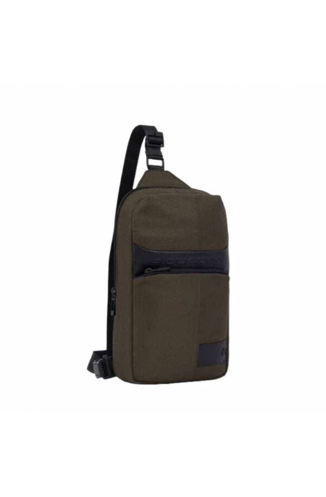 PIQUADRO Monospalla  W129 pelle e tessuto Verde - CA5751W129-VE - 3