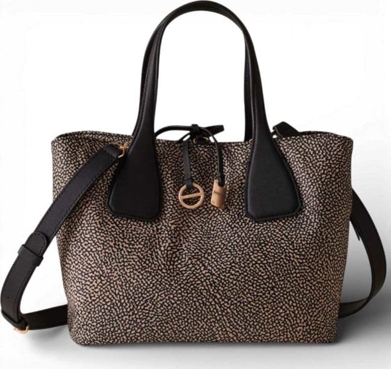 Borbonese Borsa Bauletto M. con tracolla BORBONESE OP Naturale/Nero - 91010215-AH1-X11 - 9