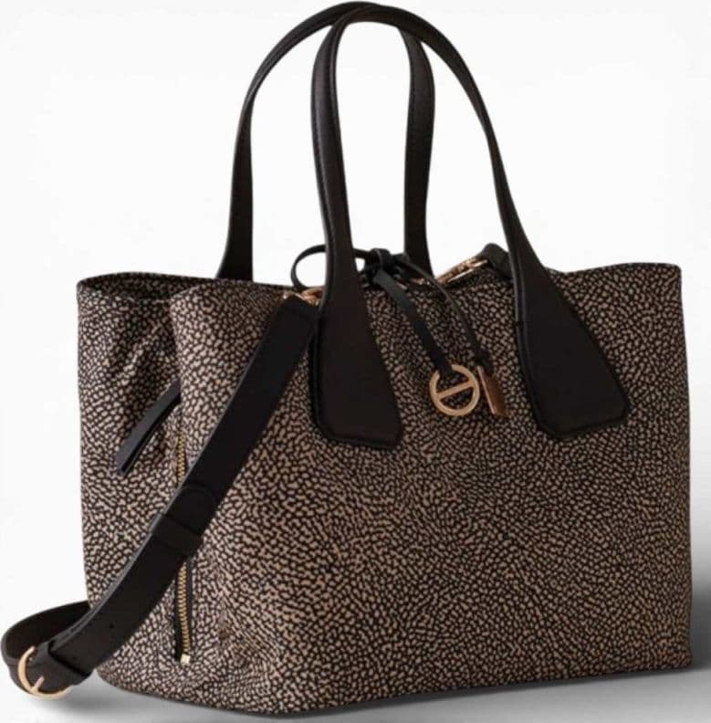 Borbonese Borsa Bauletto M. con tracolla BORBONESE OP Naturale/Nero - 91010215-AH1-X11 - 3