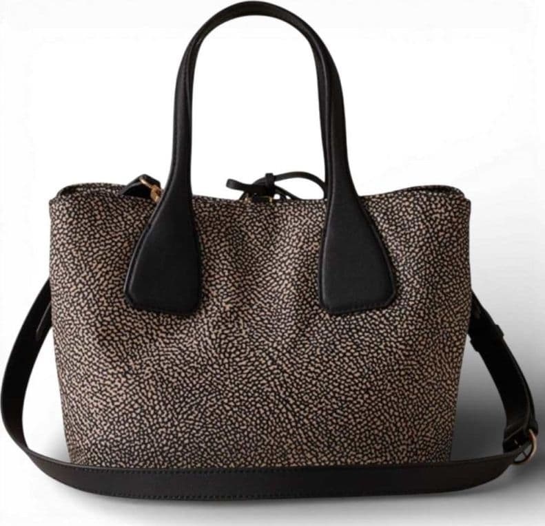 Borbonese Borsa Bauletto M. con tracolla BORBONESE OP Naturale/Nero - 91010215-AH1-X11 - 5