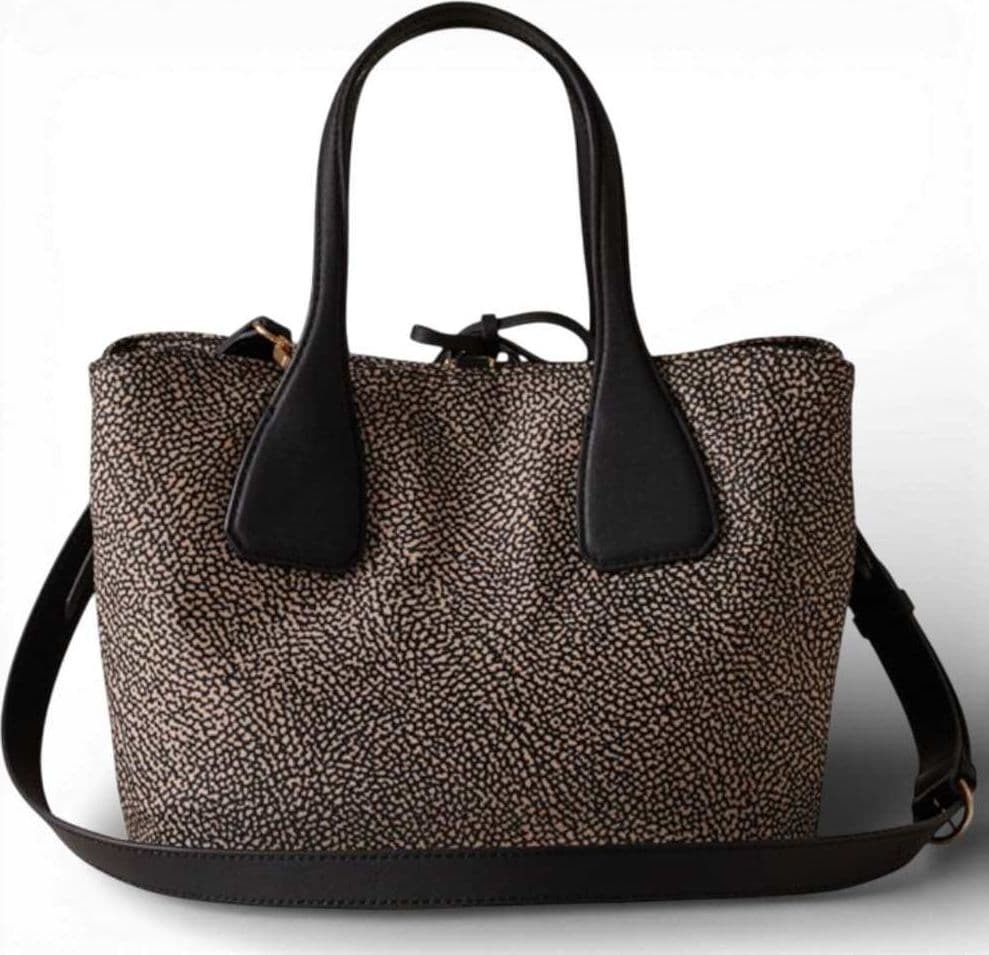 Borbonese Borsa Bauletto M. con tracolla BORBONESE OP Naturale/Nero - 91010215-AH1-X11 - 6