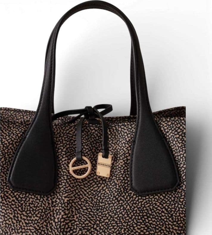 Borbonese Borsa Bauletto M. con tracolla BORBONESE OP Naturale/Nero - 91010215-AH1-X11 - 7