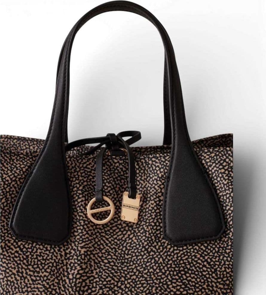 Borbonese Borsa Bauletto M. con tracolla BORBONESE OP Naturale/Nero - 91010215-AH1-X11 - 8