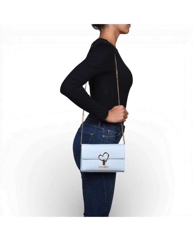 Love Moschino  Borsetta Donna Celeste in Ecopelle con Logo Dorato - 7