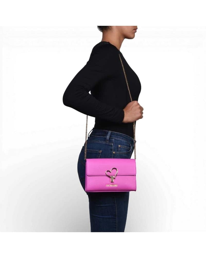 Love Moschino  Borsetta Donna Rosa in Ecopelle Trapuntata con Logo Dorato - 7