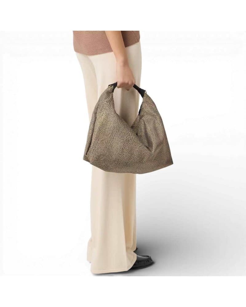 Borbonese Borsa Hobo M. BORBONESE OP Naturale/Nero - 91010206-0195-X11 - 3