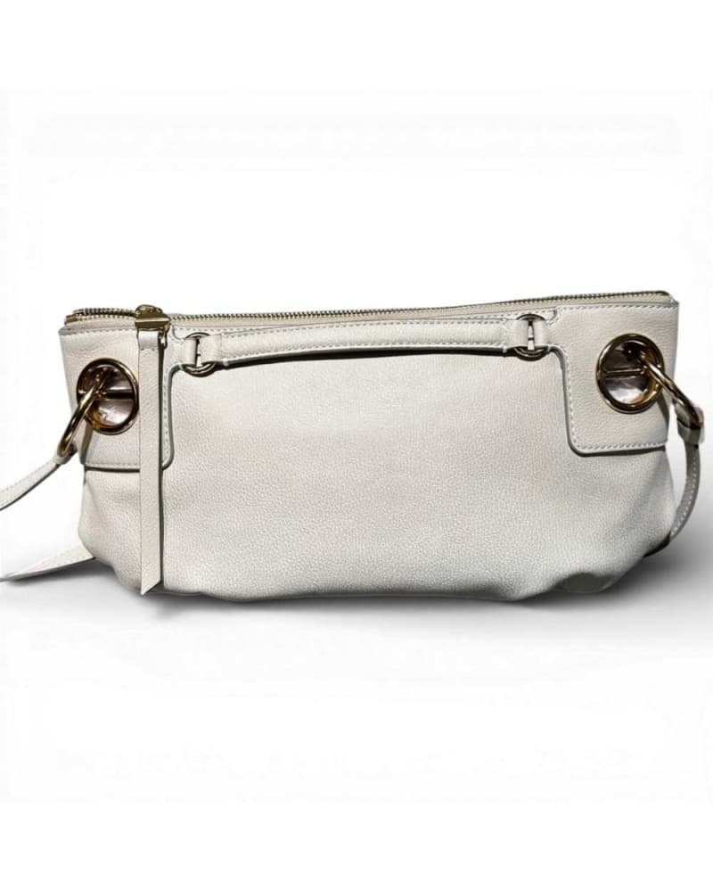 Borbonese Borsa London Cross Over S. BORBONESE Vitello Nabuk White Cotton - 91010264-0197-927 - 7