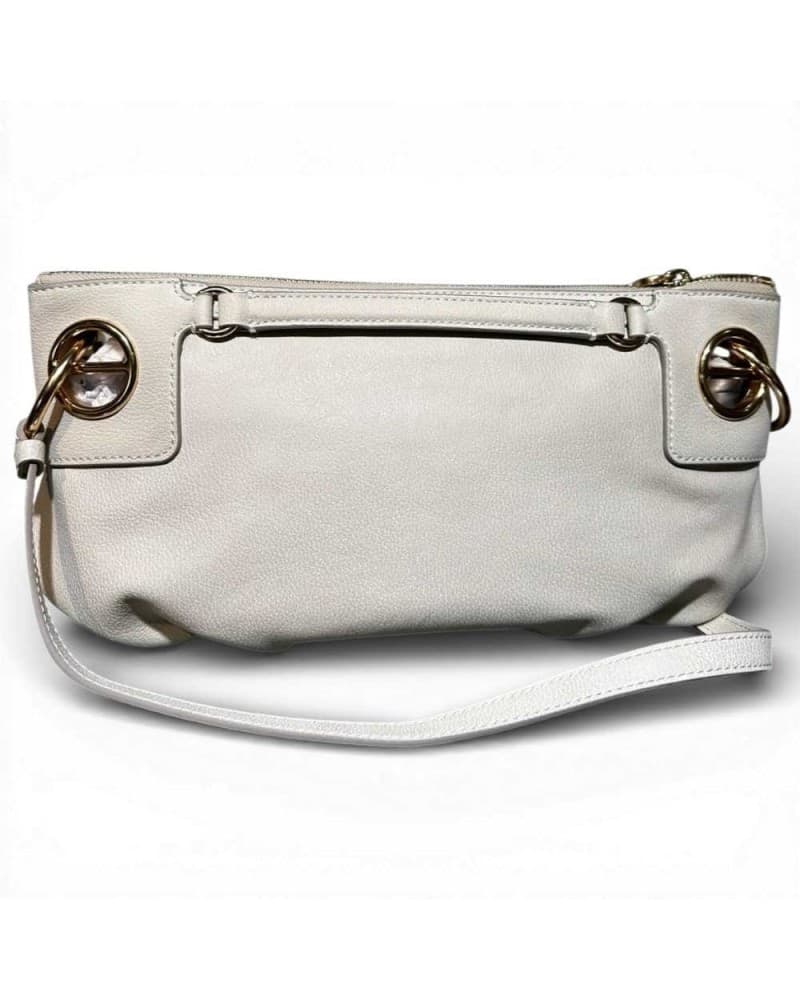 Borbonese Borsa London Cross Over S. BORBONESE Vitello Nabuk White Cotton - 91010264-0197-927 - 5