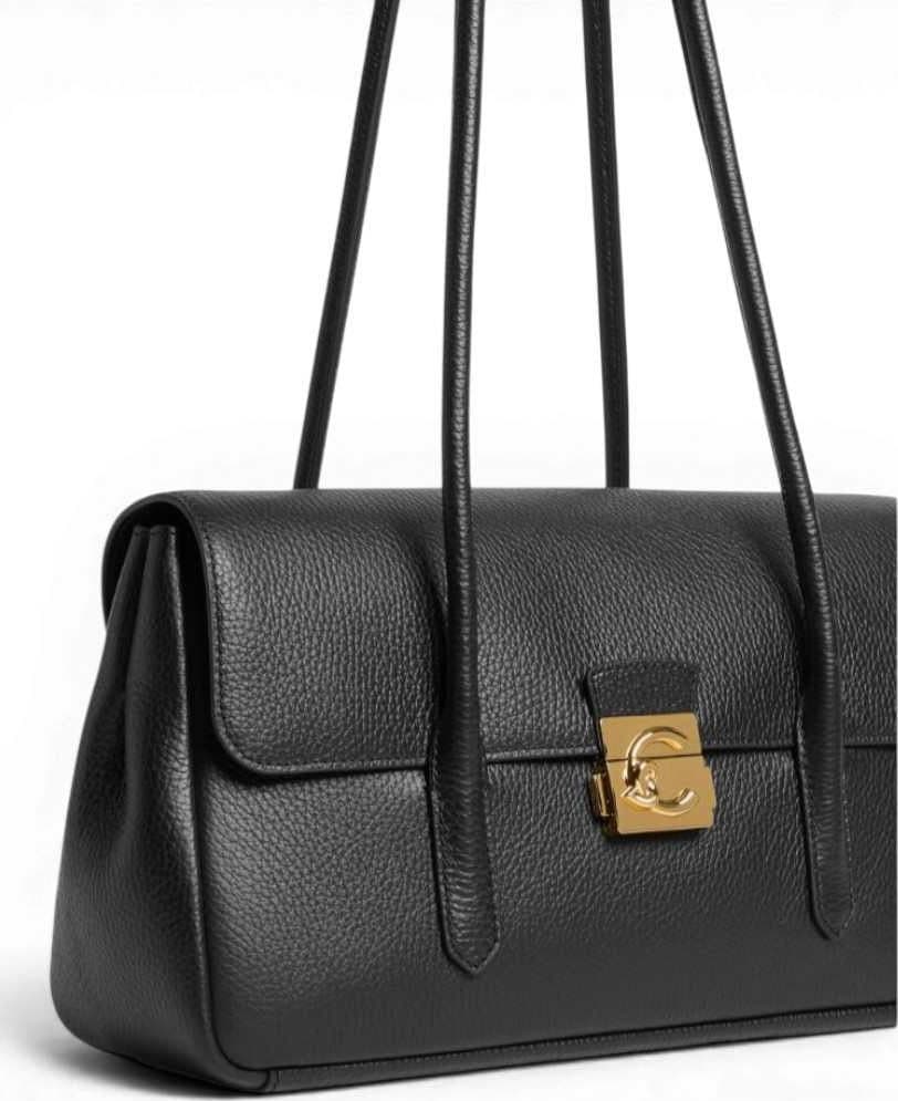 COCCINELLE Coccinelle Borsa a spalla C-Me Lock Large Donna Noir in Pelle grana - 8