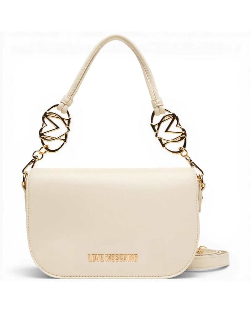 Love Moschino  Borsa a spalla Logo Pearl Donna Avorio in Eco-pelle - 9