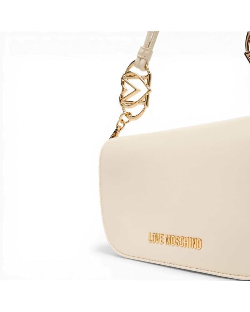 Love Moschino  Borsa a spalla Logo Pearl Donna Avorio in Eco-pelle - 3