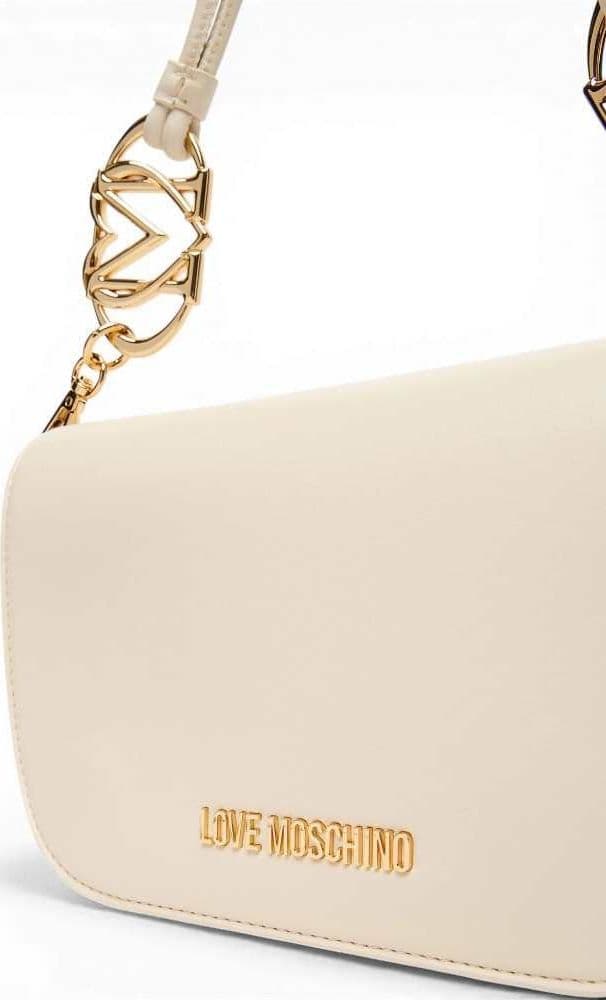 Love Moschino  Borsa a spalla Logo Pearl Donna Avorio in Eco-pelle - 4