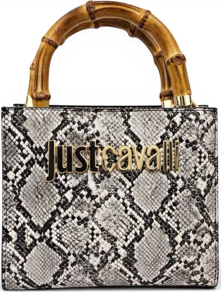 JUST CAVALLI Just cavalli Borsa a mano Bamboo Donna Bianco/Nero in Similpelle Pitonata - 2