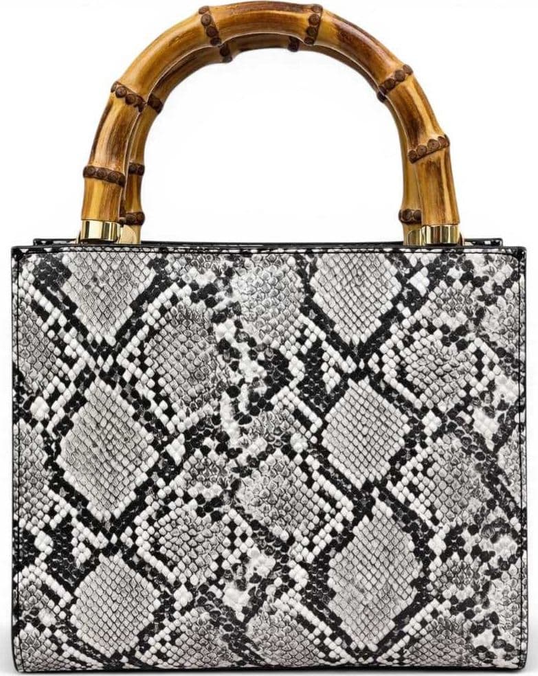 JUST CAVALLI Just cavalli Borsa a mano Bamboo Donna Bianco/Nero in Similpelle Pitonata - 6