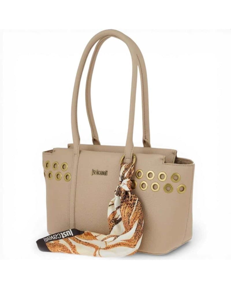 JUST CAVALLI Just cavalli Borsa Tote Foulard Eyelets Donna Naturale in Similpelle - 3
