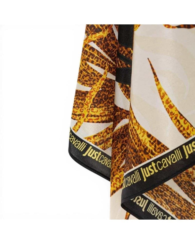 JUST CAVALLI Just cavalli Foulard JC Print Seasonal Donna Oro in Seta - 5