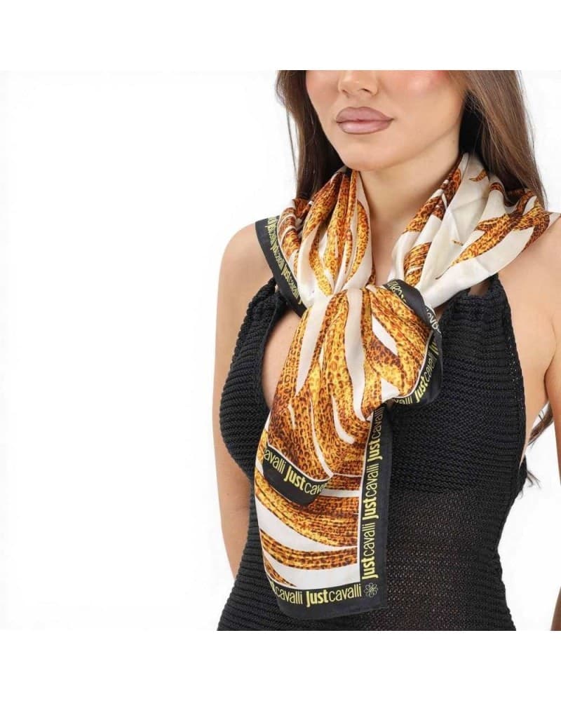 JUST CAVALLI Just cavalli Foulard JC Print Seasonal Donna Oro in Seta - 7