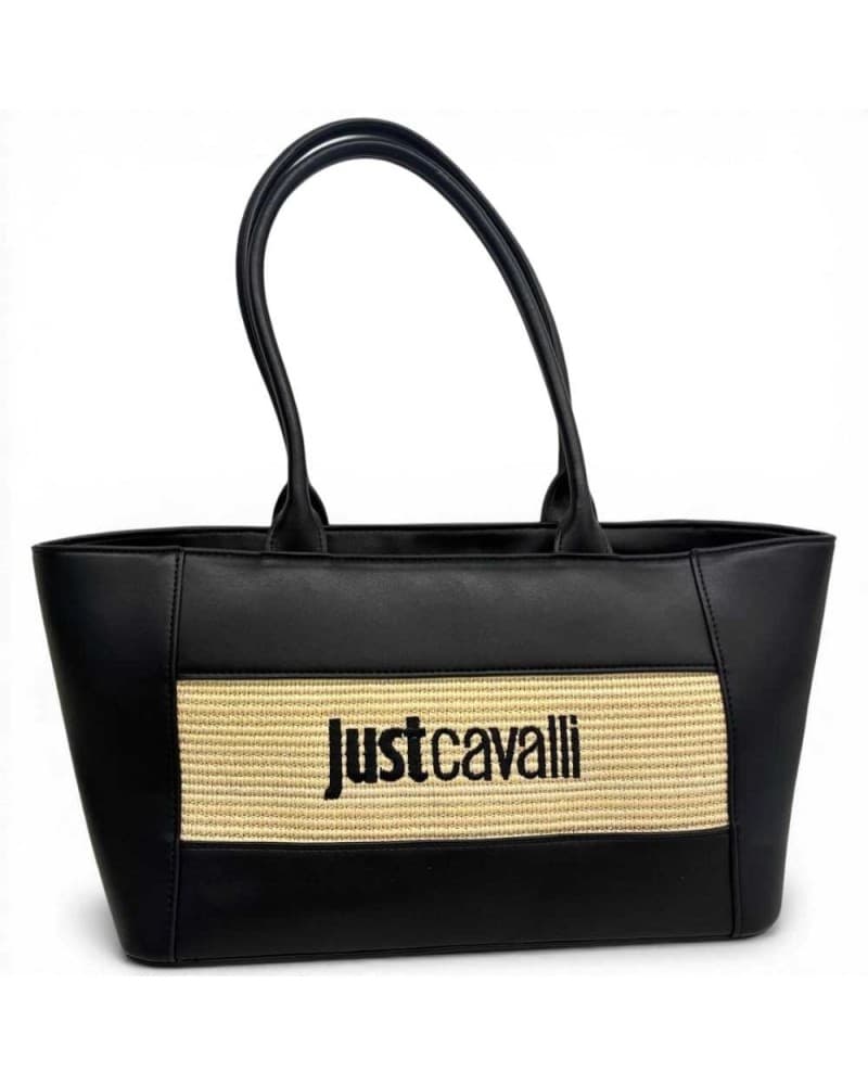 JUST CAVALLI Just cavalli Borsa a mano JC Block Straw Donna Nero in Paglia e Similpelle - 5