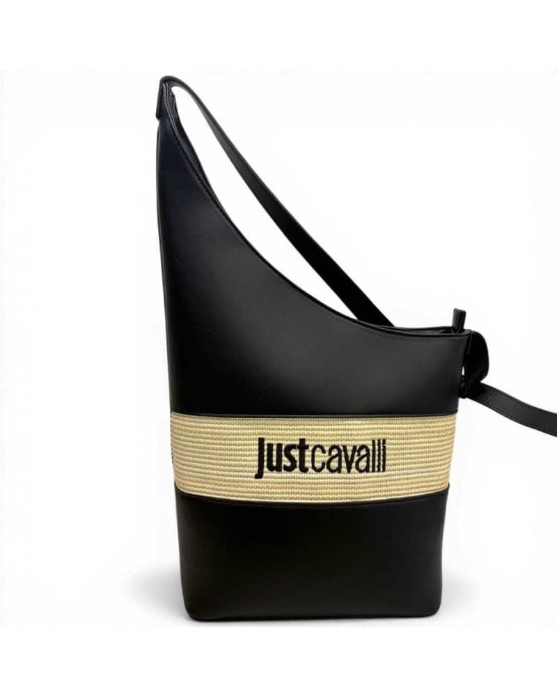 JUST CAVALLI Just cavalli Borsa a spalla JC Block Straw Donna Nero in Paglia e Similpelle - 5