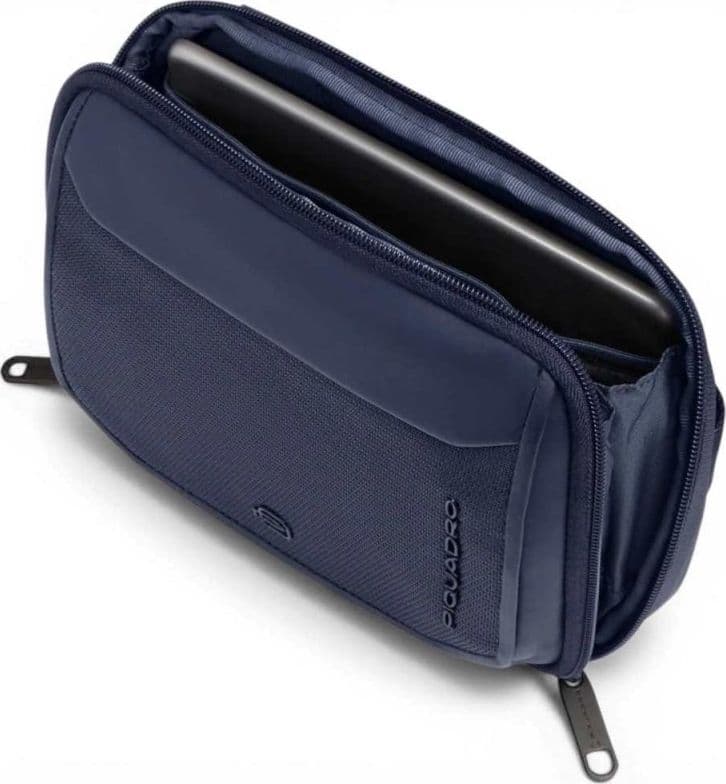 PIQUADRO Piquadro Borsello S143 Unisex Blu in Pelle e Tessuto Orizzontale - 7