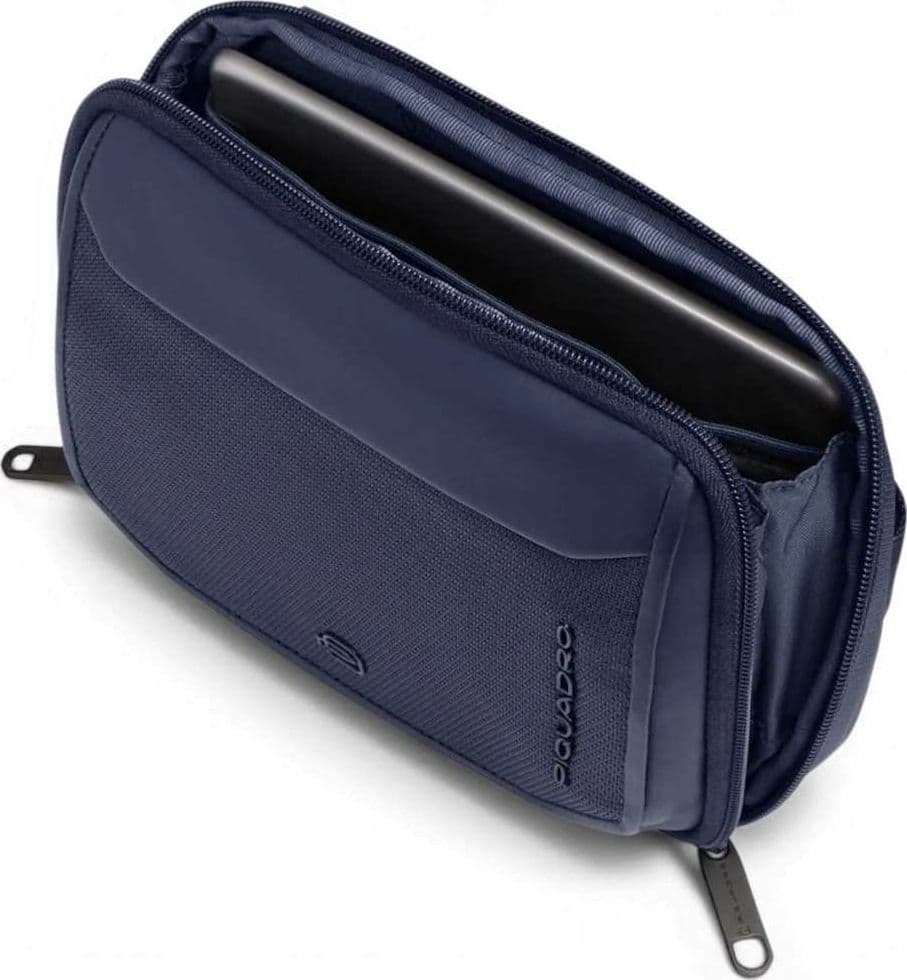 PIQUADRO Piquadro Borsello S143 Unisex Blu in Pelle e Tessuto Orizzontale - 8