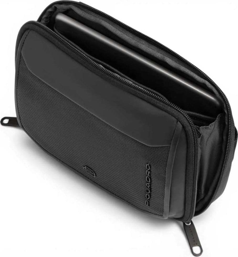 PIQUADRO Piquadro Borsello S143 Unisex Nero in Pelle e Tessuto Orizzontale - 8