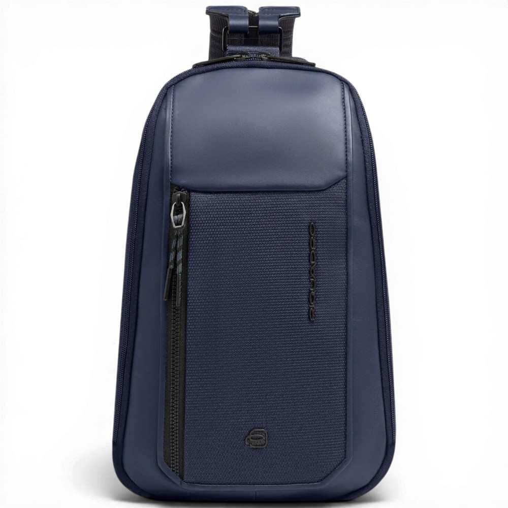 PIQUADRO Piquadro Monospalla S143 Unisex Blu in Pelle e Tessuto con Porta iPad mini - 2
