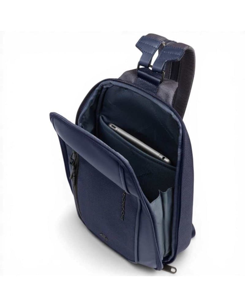 PIQUADRO Piquadro Monospalla S143 Unisex Blu in Pelle e Tessuto con Porta iPad mini - 7