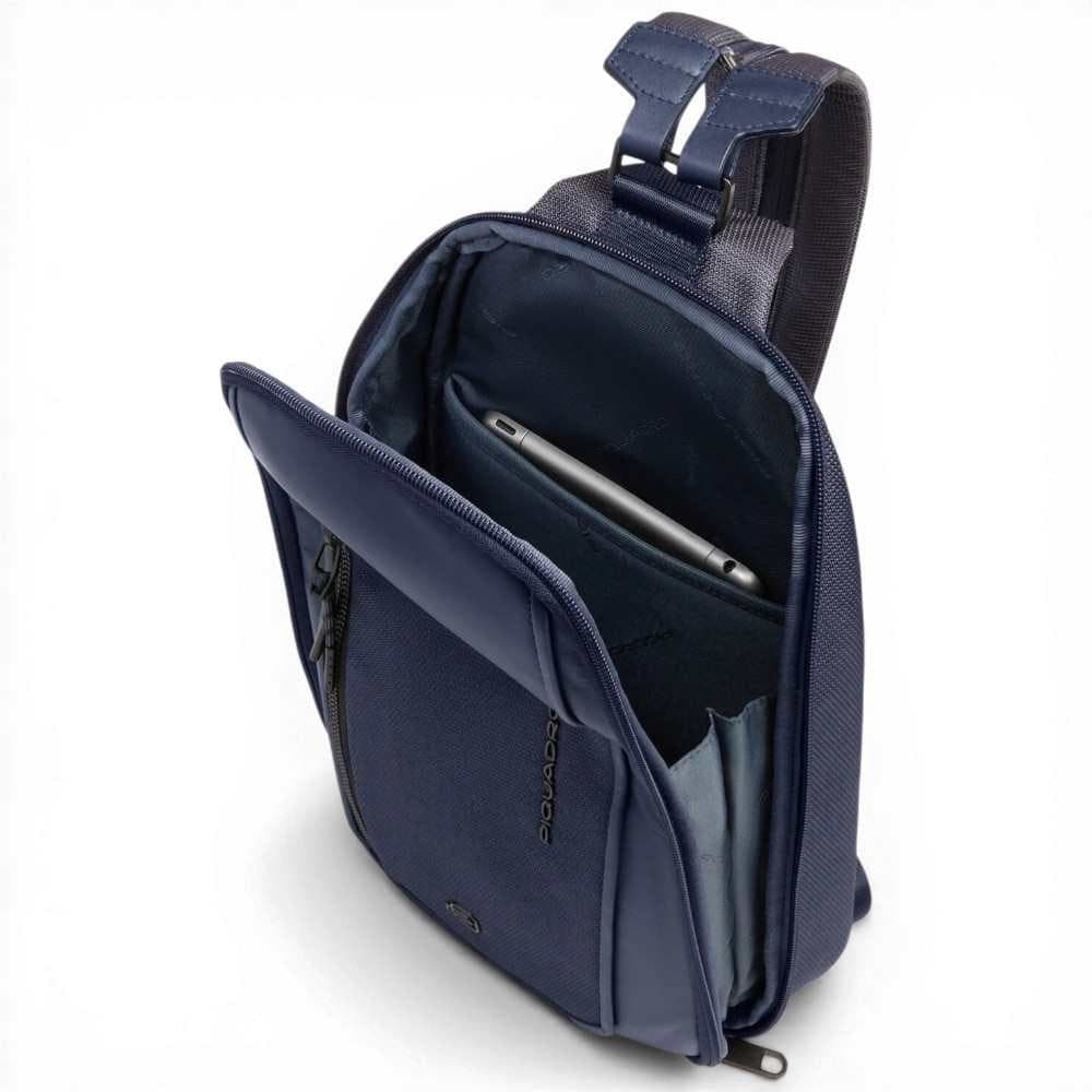 PIQUADRO Piquadro Monospalla S143 Unisex Blu in Pelle e Tessuto con Porta iPad mini - 8