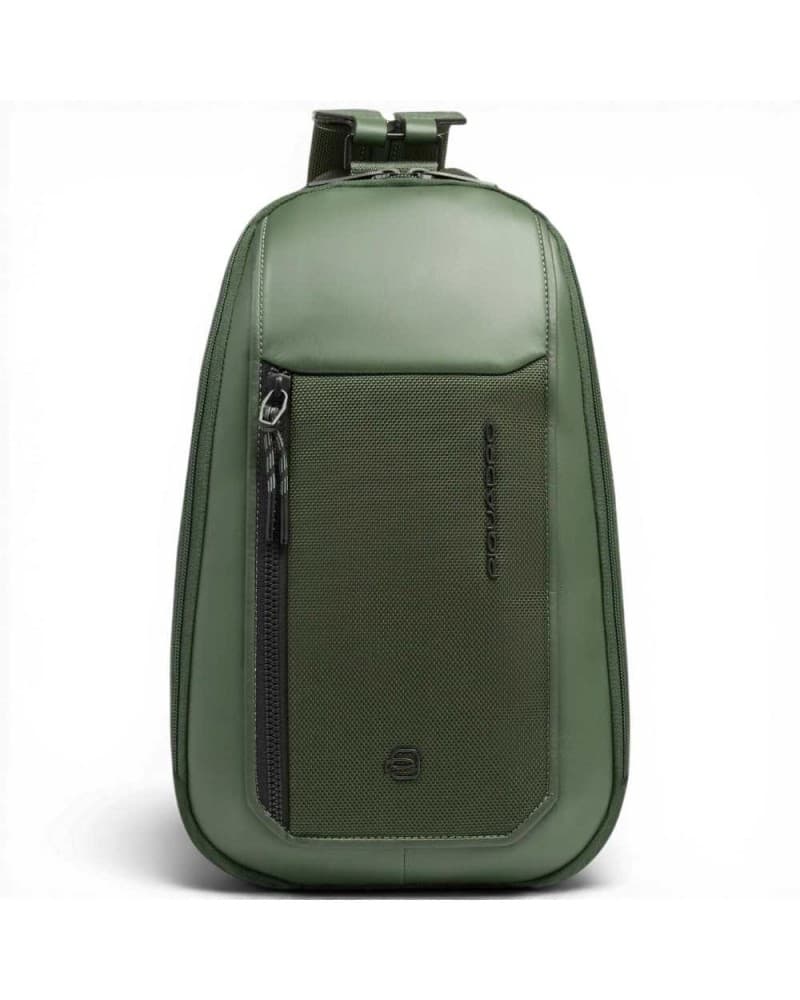 PIQUADRO Piquadro Monospalla S143 Unisex Verde in Pelle e Tessuto con Porta iPad mini - 9
