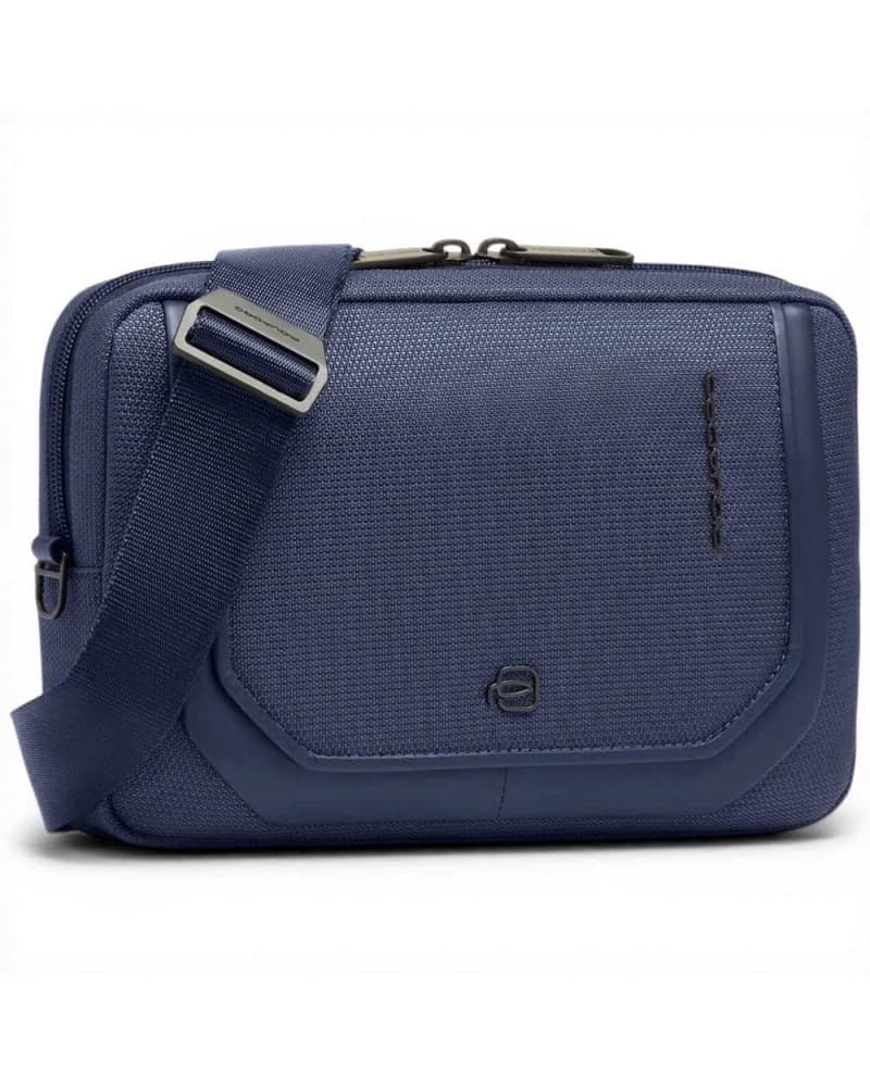 PIQUADRO Piquadro Pochette S143 Donna Blu in Pelle e Tessuto con Tracolla Removibile - 3