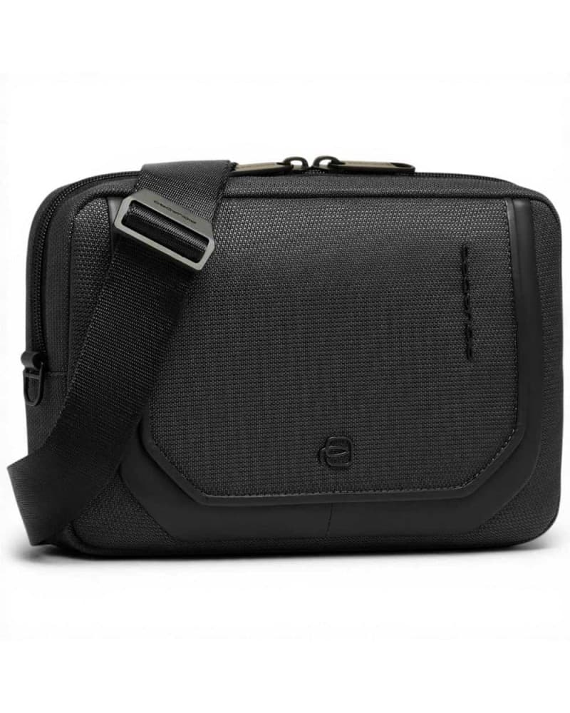 PIQUADRO Piquadro Pochette S143 Donna Nero in Pelle e Tessuto con Tracolla Removibile - 3